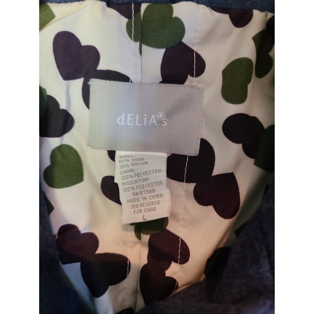 Delia's Navy Wool Coat‎ size Large - Picture 3 of 4